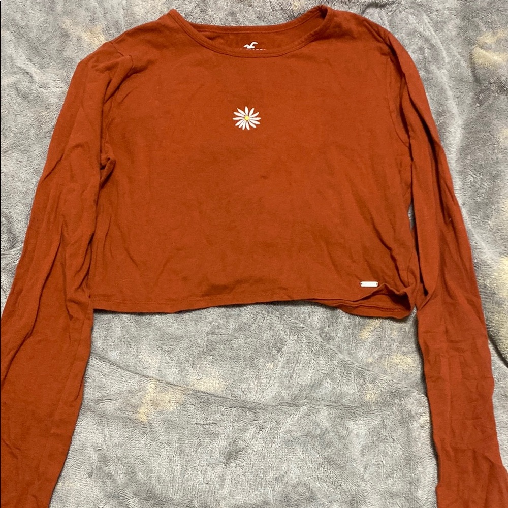Rust Long Sleeve Crop Top